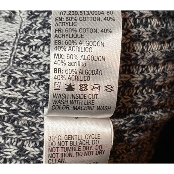 ROXY Sweater Tunic Dress Large L Marled Gray Knit V-Neck 3/4 Sleeve Cotton Blend - Picture 9 of 11
